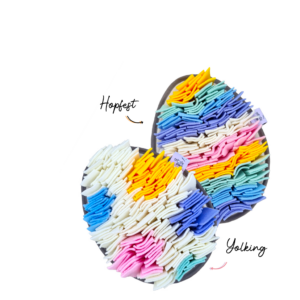 Easter limited edition snoofle patch image featuring both patterns available - Yolking and Hopfest