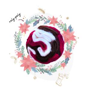 christmas snoofle ball hero image in chocolate, mulberry and floof white colours