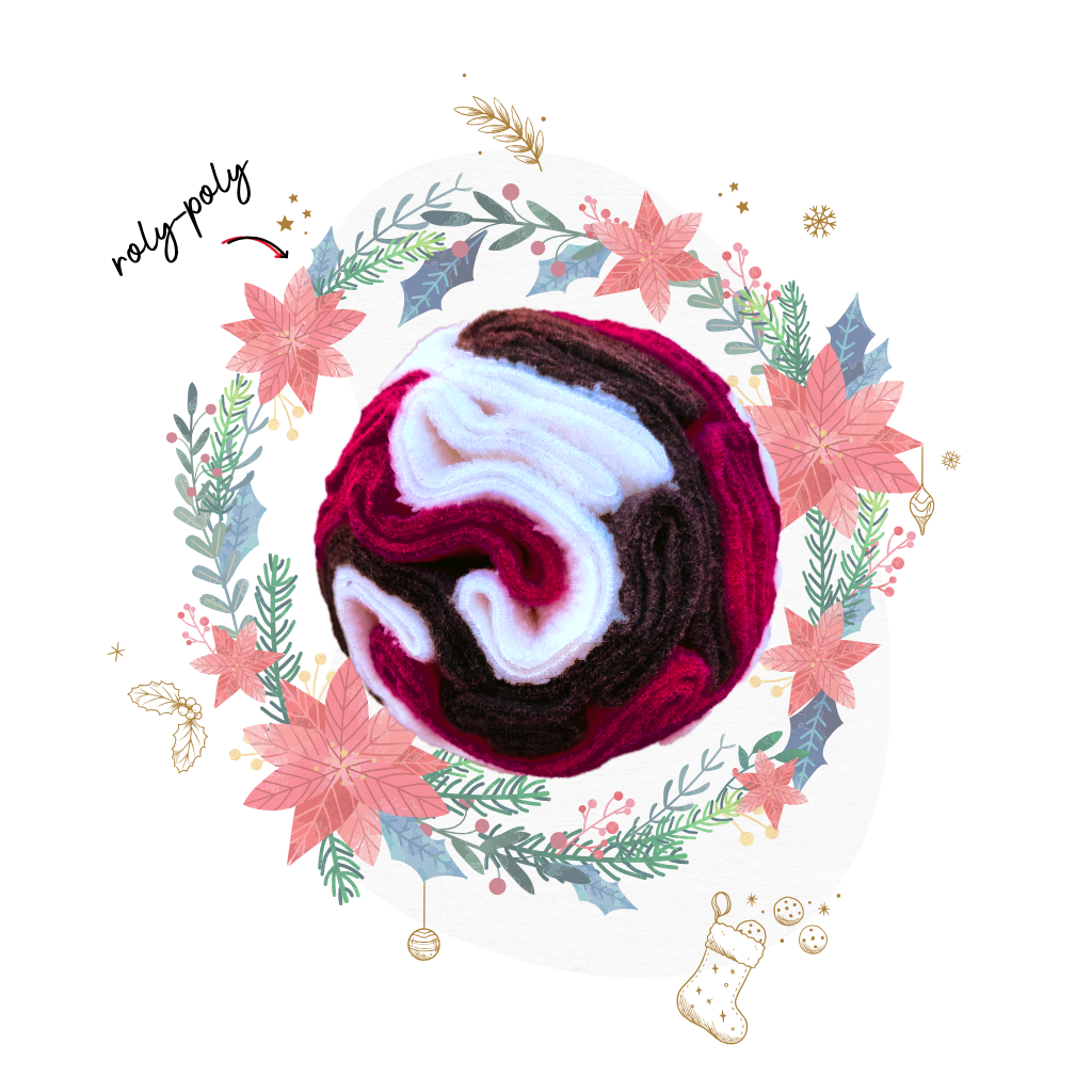 christmas snoofle ball hero image in chocolate, mulberry and floof white colours